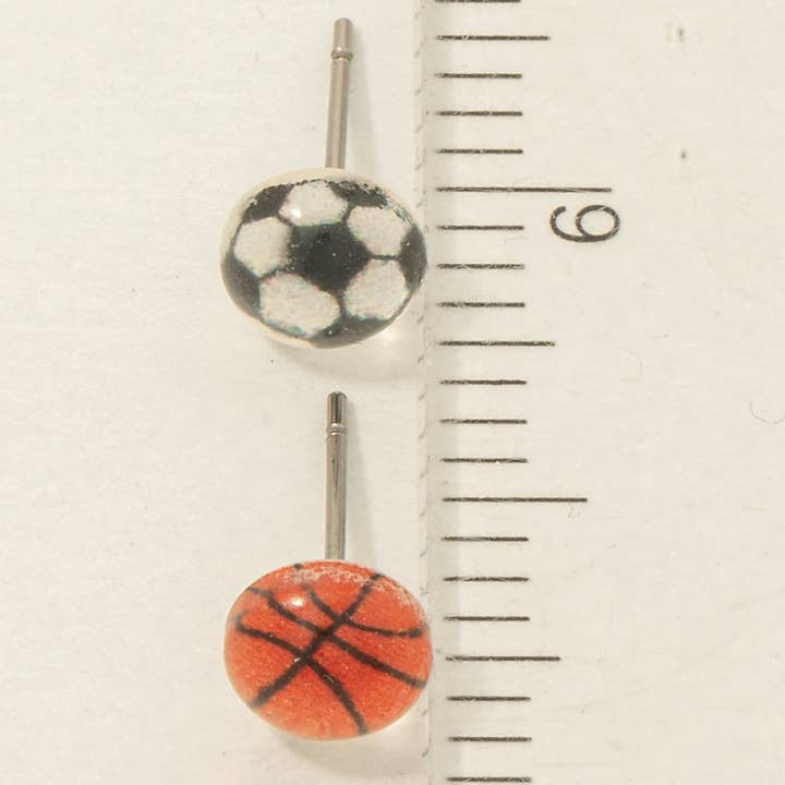 MULTI Game Day Basketball And Soccer Ball Stud Earrings Set for wholesale on Faire3