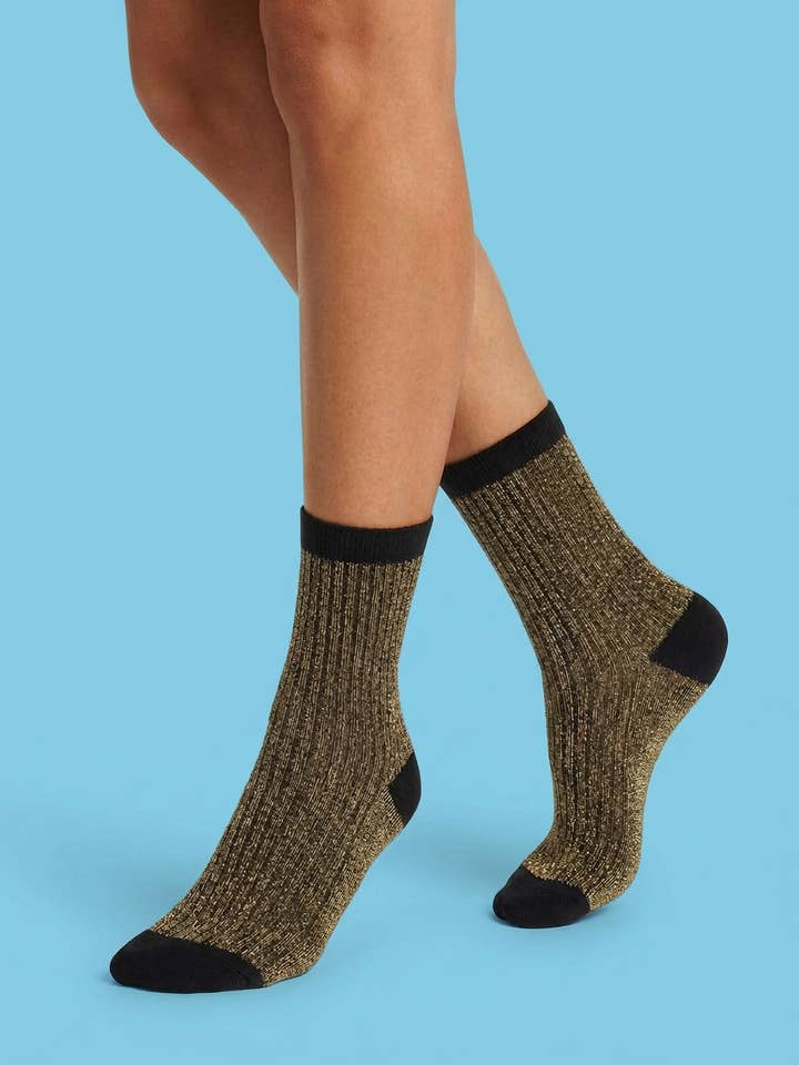 Chaussettes Lurex Chara Ahquiles couleur noir doré pour la vente par SWEET PARIPE