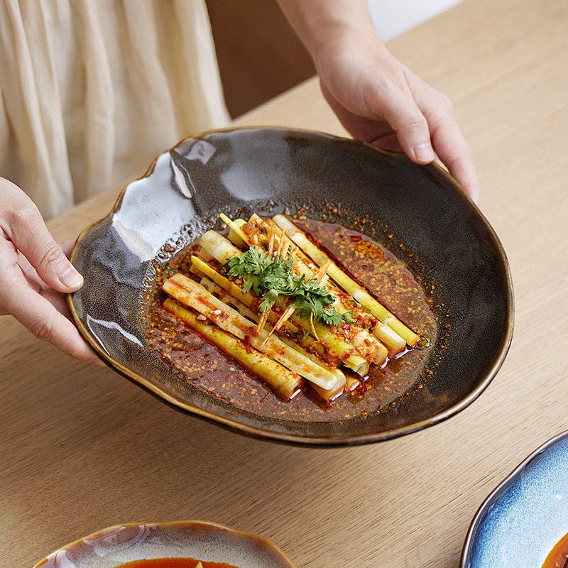 Gohobi （We cover U.S. import duties） – wholesale Dinner plate – Gohobi Vintage Kiln-Change Irregular Plate18