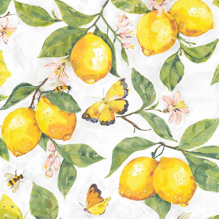 LUNCH- FRESH LEMONS, WHITE BY AMBIENTE for wholesale by Paperproducts Design • Ambiente
