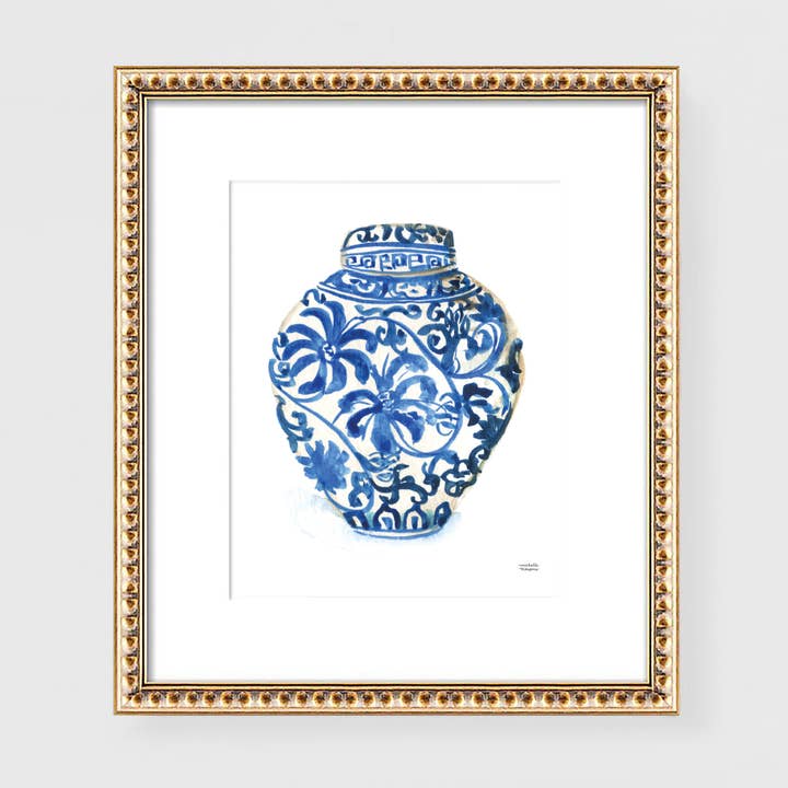 Watercolor Ginger Jar No3 Wall Art Print by Michelle Mospens for wholesale by Michelle Mospens