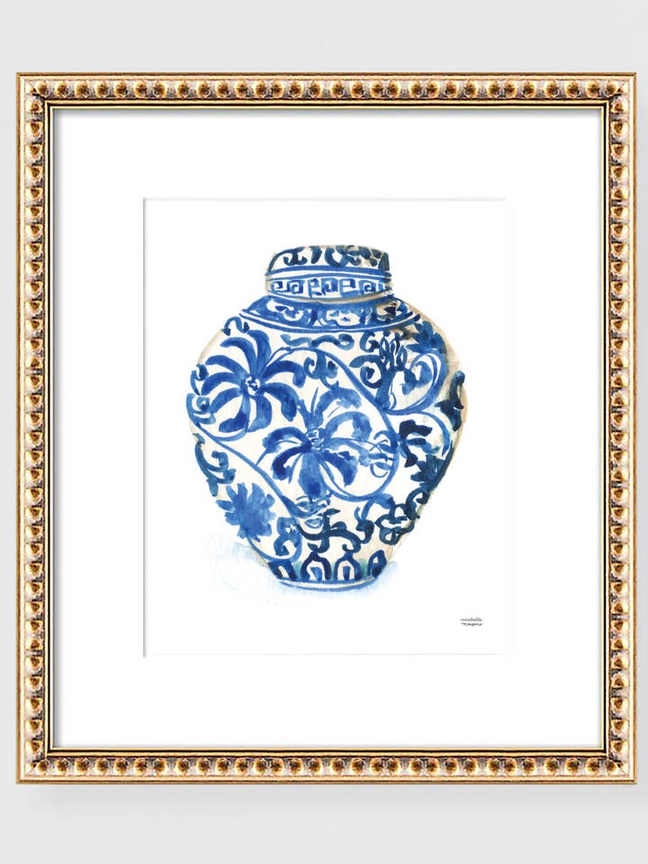 Watercolor Ginger Jar No3 Wall Art Print by Michelle Mospens for wholesale by Michelle Mospens