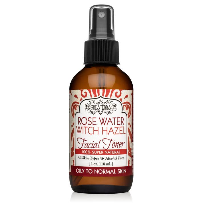 Shea Terra Organics - Venta al por mayor Tónico facial - Tónico facial de agua de rosas con hamamelis (sin alcohol)