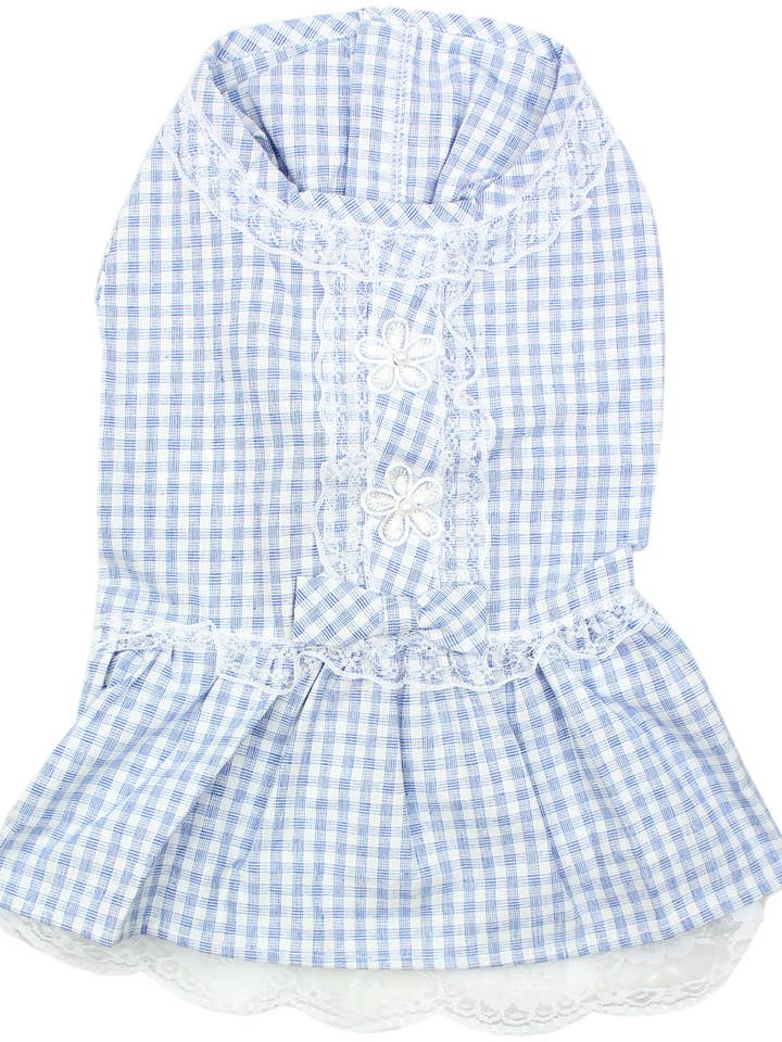 Abito in pizzo campagnolo a quadretti – Abbigliamento vintage per cani per la vendita all'ingrosso da parte di Parisian Pet®