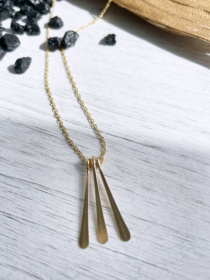 Triple Hammered Fringe Rope Necklace for wholesale by Quinn Sharp Handmade