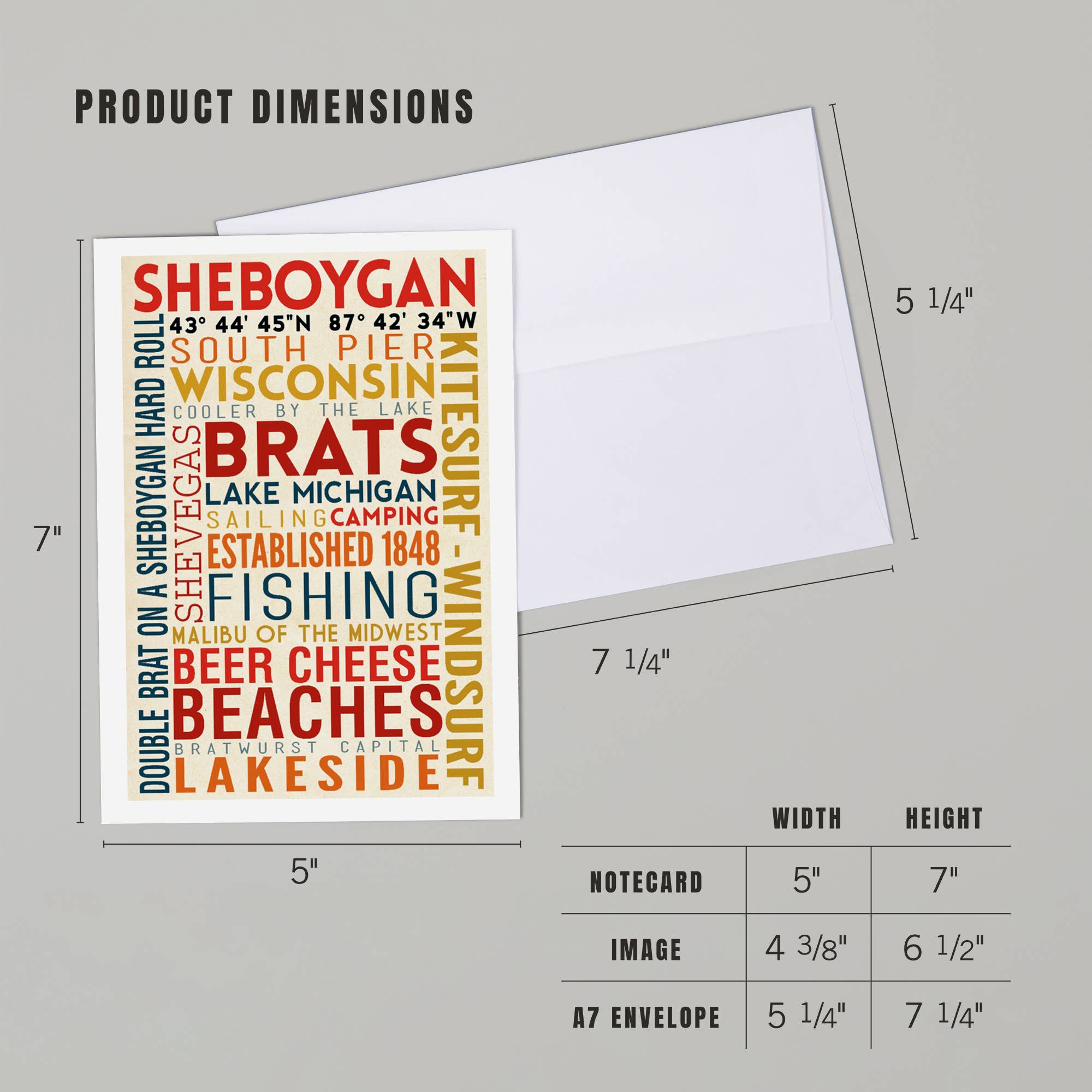 Lantern Press - Wholesale Everyday Greeting Card - GREETING CARD Sheboygan, Wisconsin, Typography 24