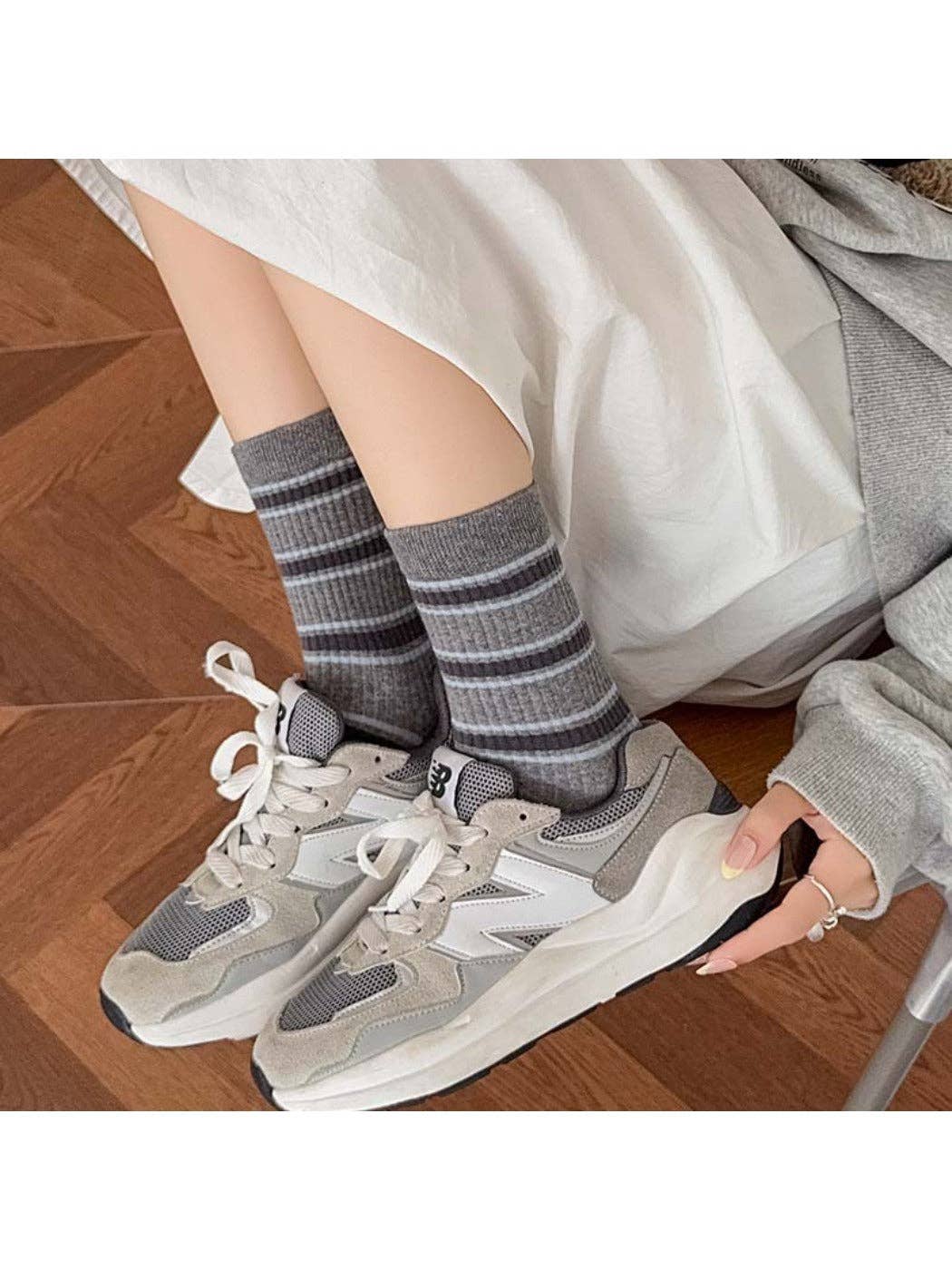 Funkyrel® Atzbranding Limited – wholesale Socks – Women's – Rufia - Striped Sporty Mid-Calf Socks for Women9