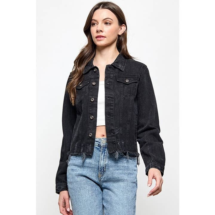 Comfort and Distressed Denim Jacket for wholesale by Clothing of America