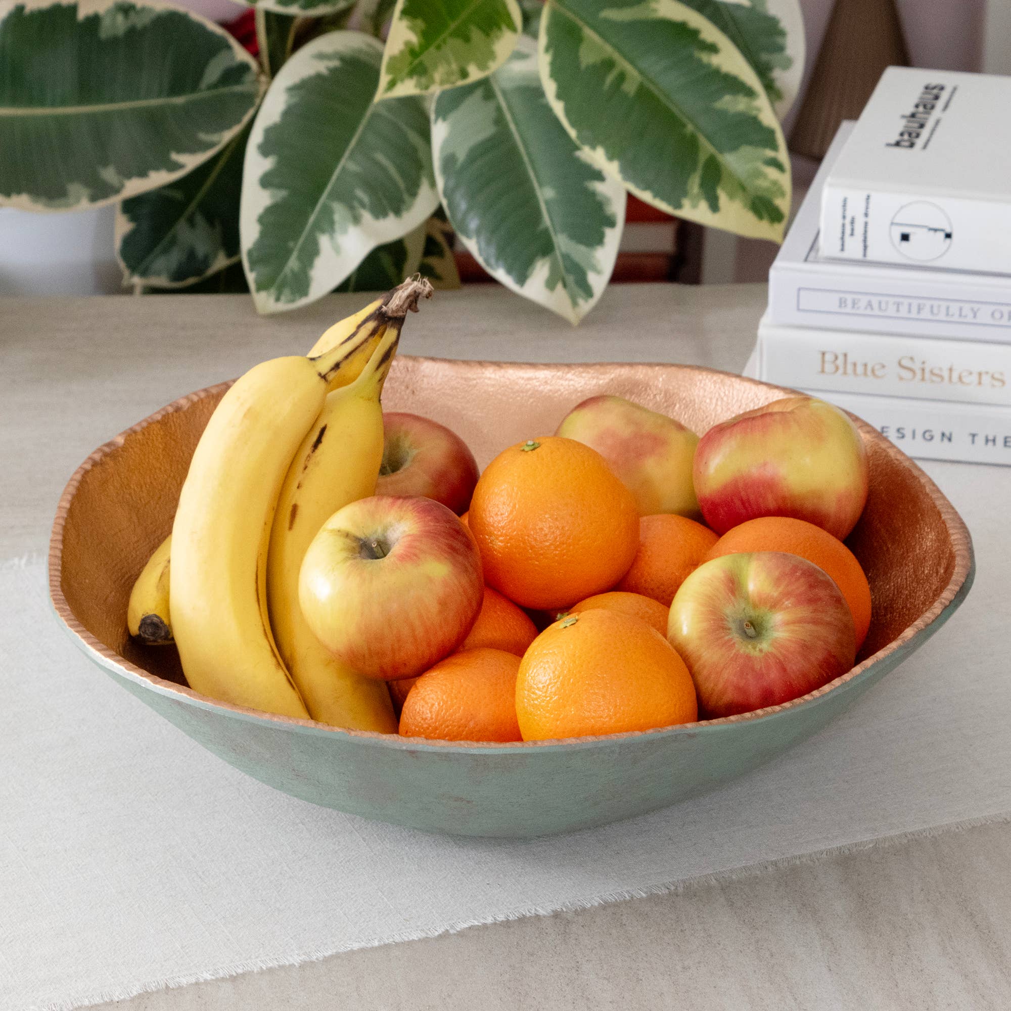 Andaluca - Vente Assiettes/plats/bols de décoration - Bol décoratif en métal coulé finition cuivre turquoise 38 cm6