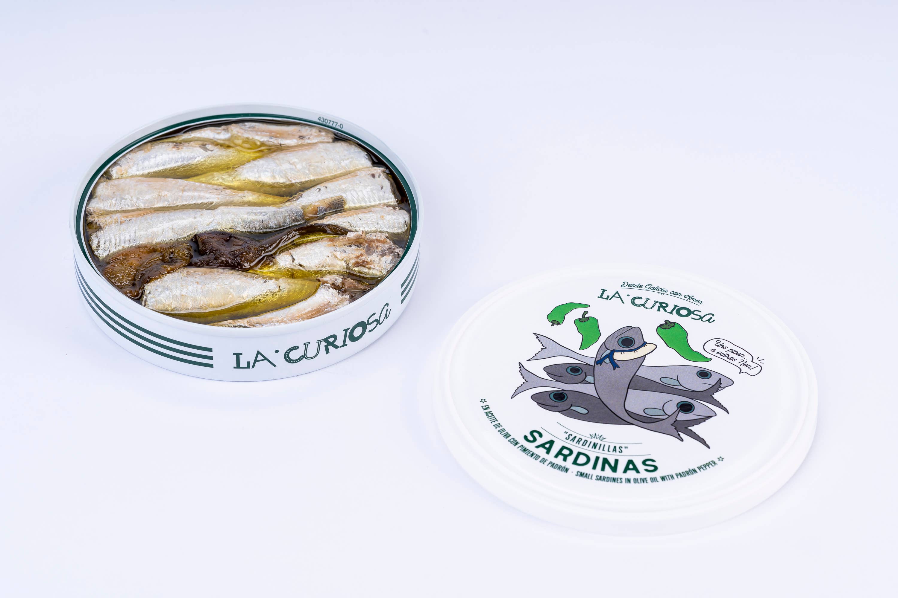 La Curiosa - Wholesale Tinned Fish - Small sardines with padrón peppers 10/14 pieces8