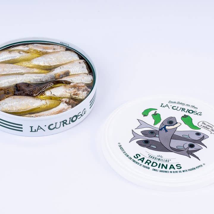 La Curiosa - Wholesale Tinned Fish - Small sardines with padrón peppers 10/14 pieces8