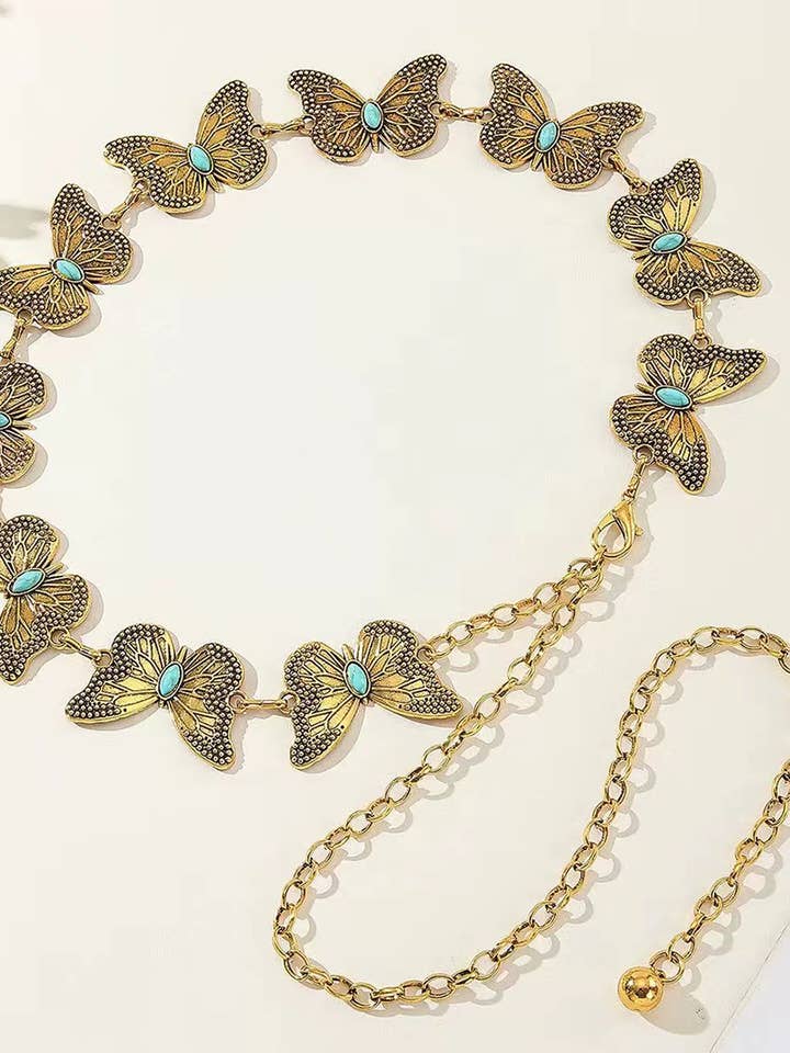 Ethnic Style Butterfly Metal Chain Waist Belt ZK3431 for wholesale by UNISHE
