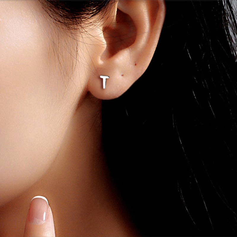 Perimade & Co. LLC - Wholesale Stud/Post Earrings - Dainty Initial Letter Stud Earrings in 925 Sterling Silver19