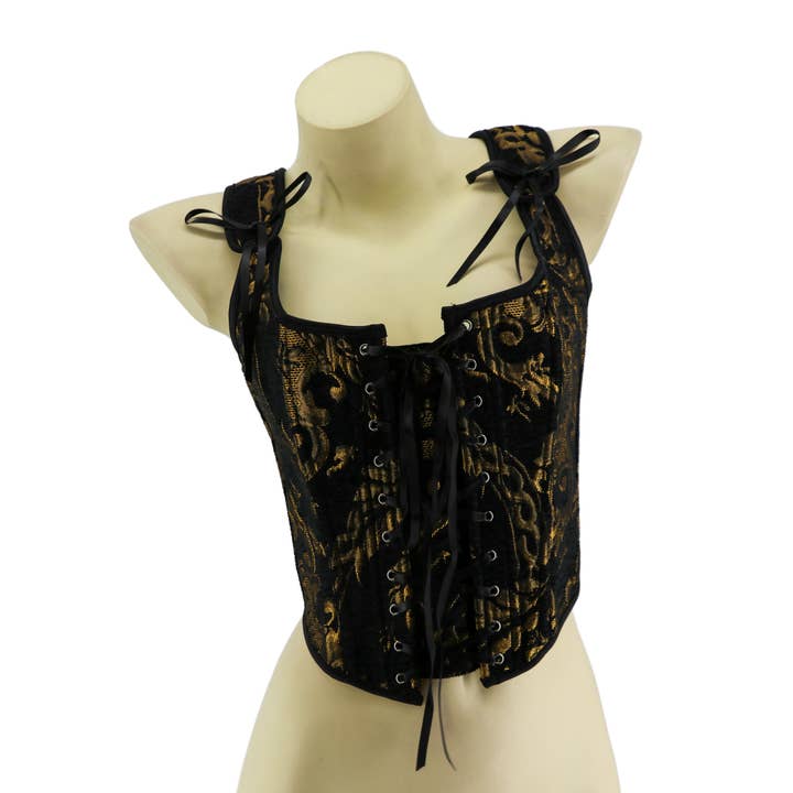 Western Fashion - Wholesale Corset - Women's - Choli Top Corset – Brocade Gold/Black4