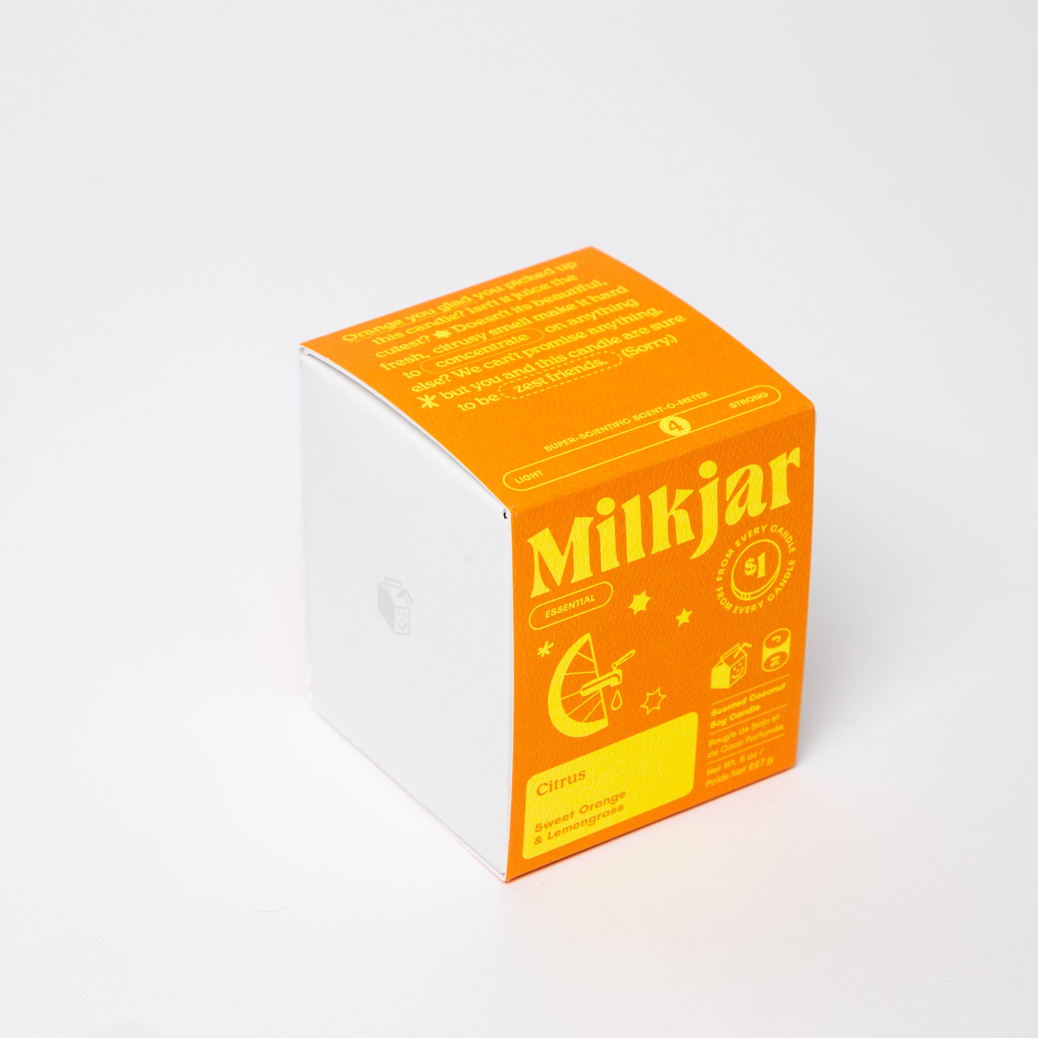 Milk Jar Candle Co. - Vente Bougie en bocal - Bougie à l’huile essentielle Citrus et cire soja noix de coco 226 g4