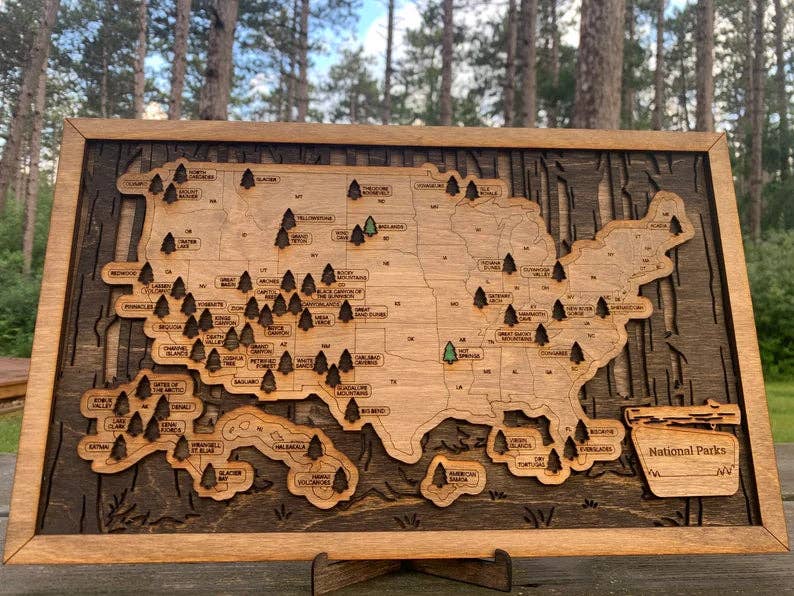 See You On The Trail - Wholesale Map - National Parks Travel Map - Handmade Wooden Bucket List2