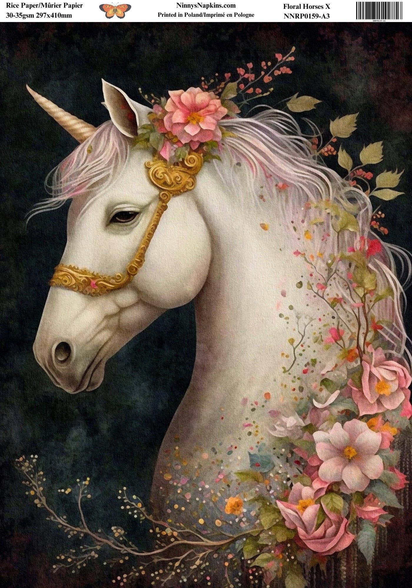Ninnys Napkins – Engroshandel Håndværk forsyninger – Ninny's decoupagerispapir – blomster og heste X0