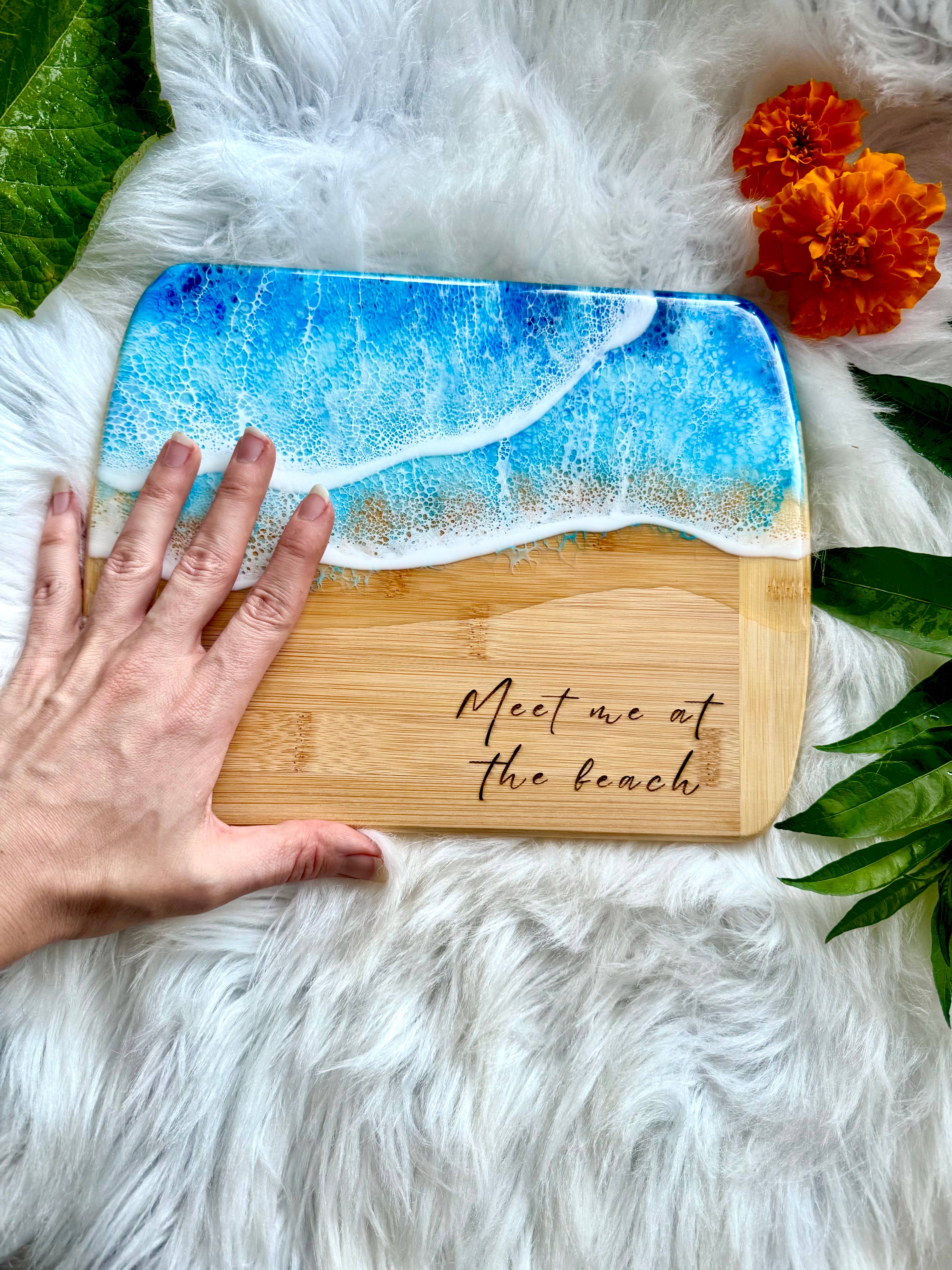 TBM Creations LLC - Wholesale Cutting Board - MEET ME AT THE BEACH Charcuterie board | Resin Cheese board1