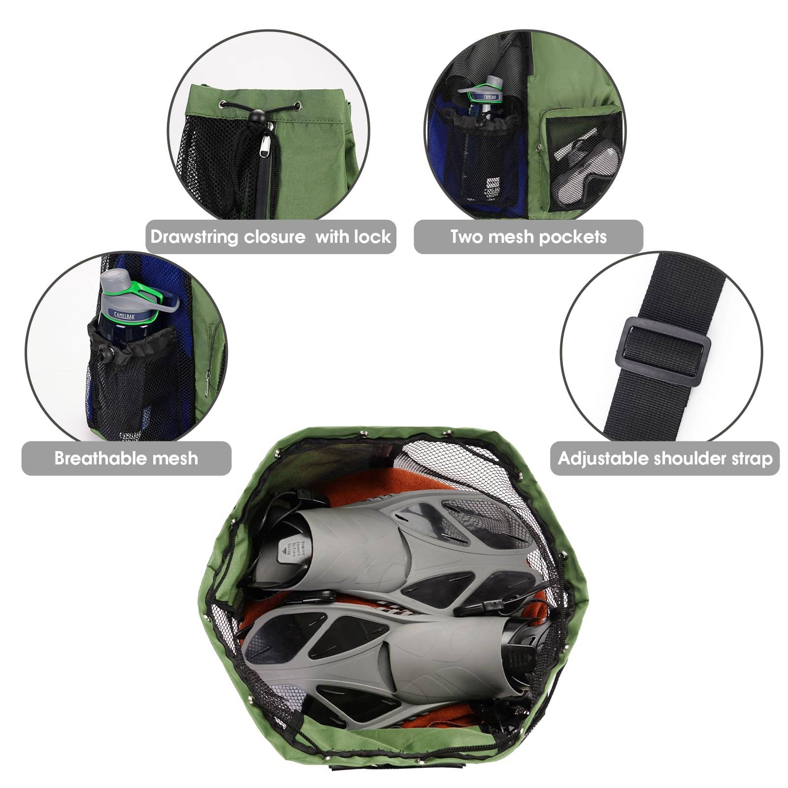 wandf - Wholesale Beach Bag - WANDF Mesh Drawstring Backpack with Wet Pocket Beach Bag63