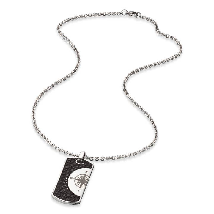 Save Brave ankerketting van roestvrij staal in zilver en zwart Havana voor wholesale door Save Brave