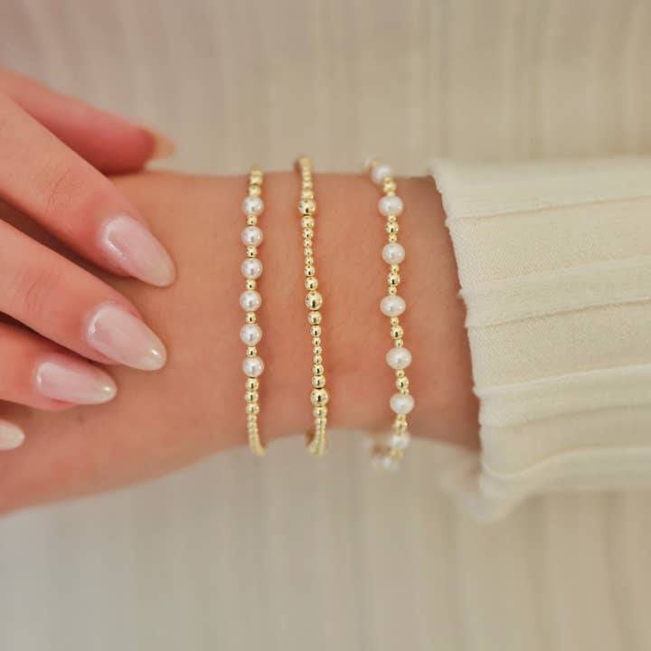 bara boheme - Wholesale Beaded Bracelet - ASHLYN | Anti-Tarnish Stretchy 14K Gold Filled Bracelet