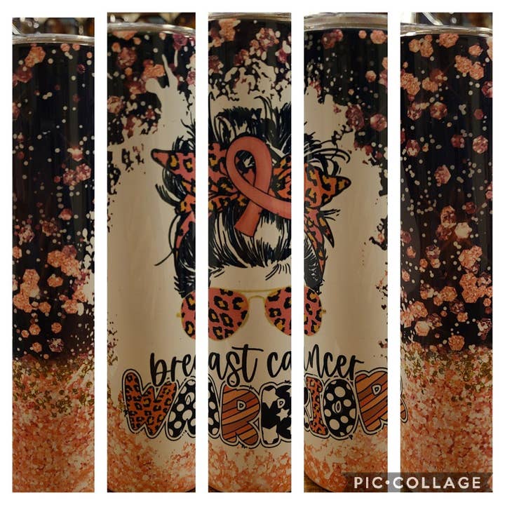 Breast Cancer Warrior 20oz Sublimation Tumbler for wholesale by Unique Custom Tumblers by Ashley