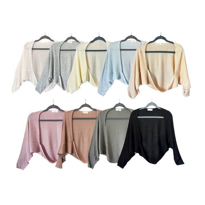 Fennco Styles - Wholesale Cardigan - Women's - Ribbed Knit Cardigan Bolero Shrug