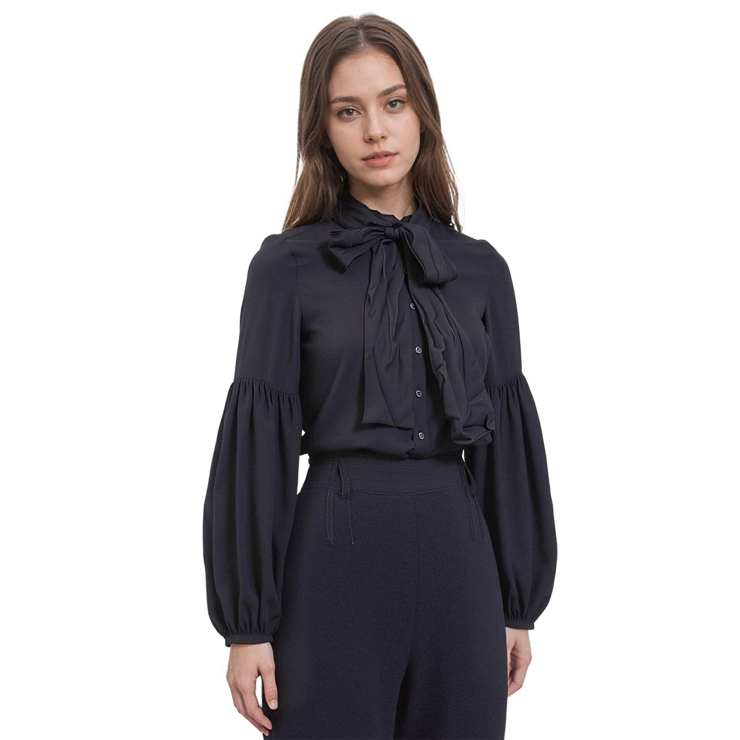 Robin K - Venta al por mayor Blusa - Mujer - Top tejido con corbata de mujer6