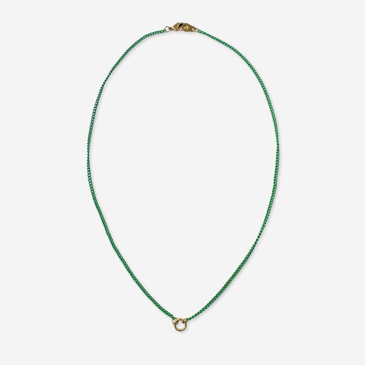 Lulu’s Petals - Wholesale Link & Chain Necklace - Thin electroplated matte green blank curb chain