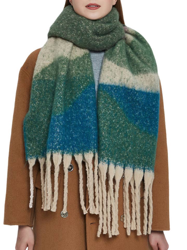 Mohairschals mit kontrastfarbener Quaste DPKS1017 für den Großhandel von Dipped Shop