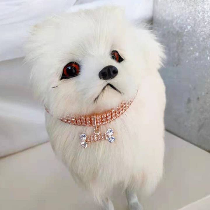 Rhinestone Belt Store - Wholesale Pet collar – Cat/dog - Rhinestone Chain w Diamond Bone Dog Necklace3