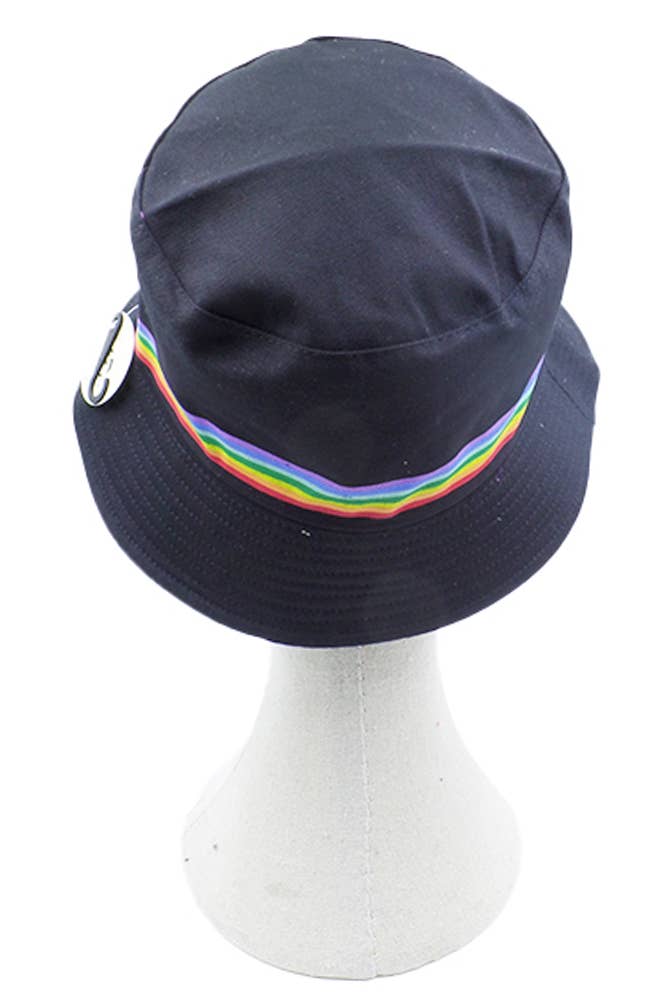 Hana - Wholesale Bucket Hat - Women's - Rainbow Trim Solid Bucket Hat10