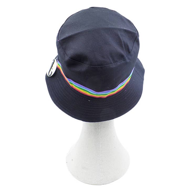 Hana - Wholesale Bucket Hat - Women's - Rainbow Trim Solid Bucket Hat10