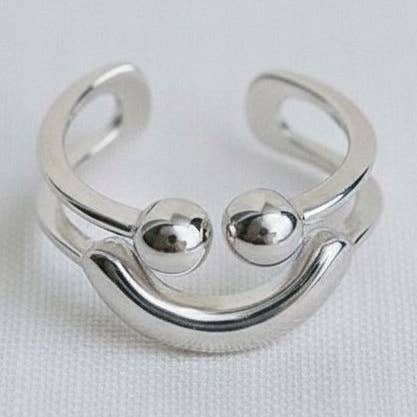 Adjustable Smiley Face Gemstone Ring for wholesale by Ellemadera