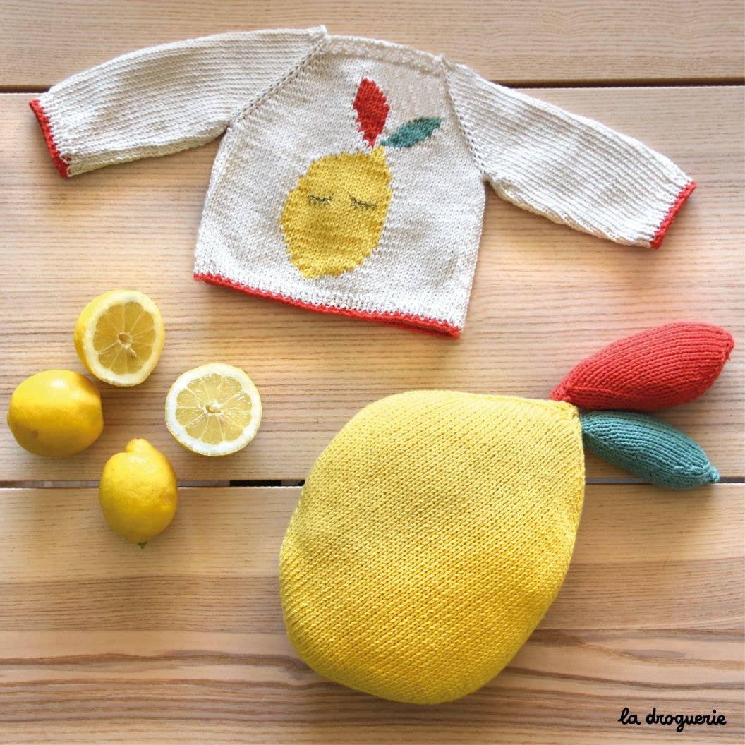 LA DROGUERIE - Wholesale Brei- en haakbenodigdheden - Breipatroon voor de 'Menton' citroenvest en knuffel4