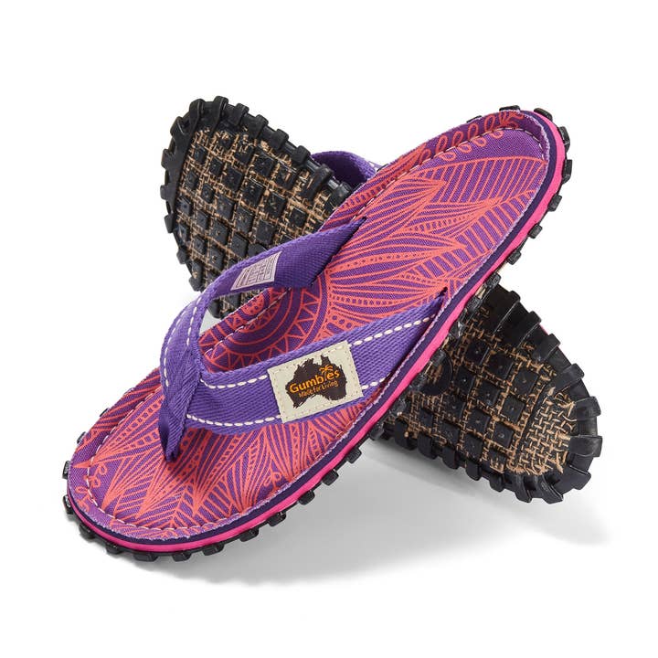 Islander Flip-Flops - Women's - Purple Sunflower for wholesale by Gumbies