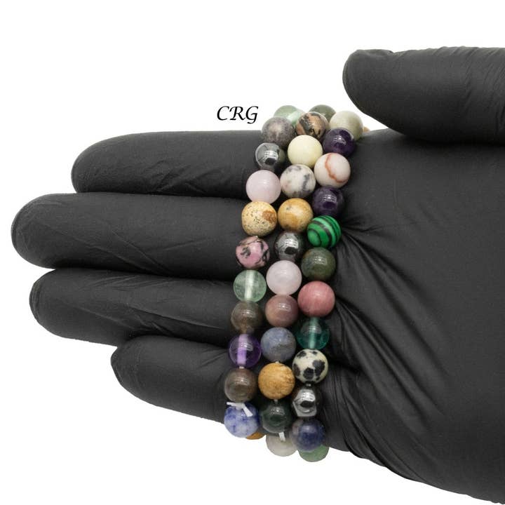 Crystal River Gems LLC - Wholesale Beaded Bracelet - Mixed Stone Round Bead Stretch Bracelet (8 mm) (1 Piece)1
