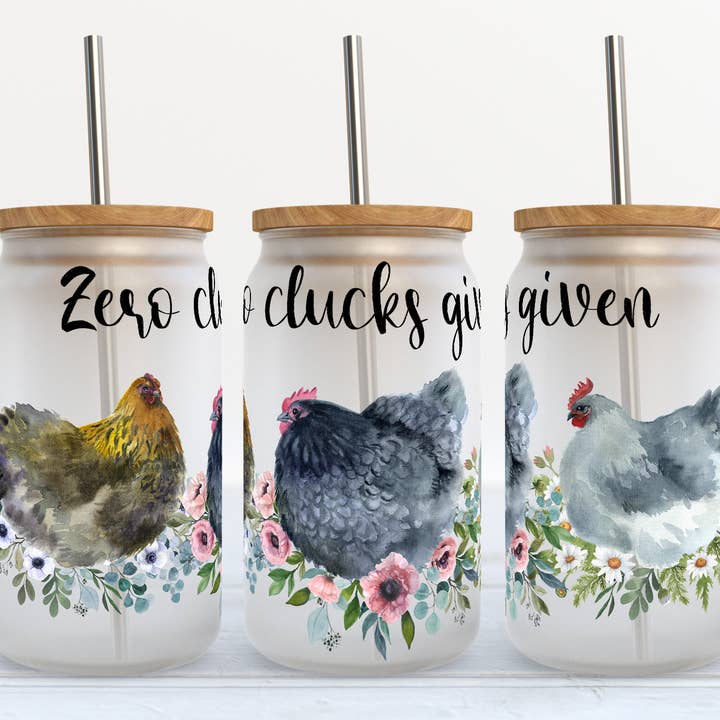 Zero Clucks Given Glass Tumbler for wholesale by The Potted Oasis