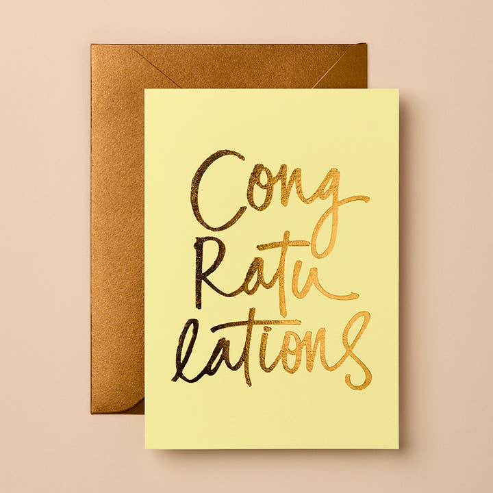 Congratulations Card | Hand-Lettered Foil Design for wholesale by Gabrielle & Celine Greeting Cards Australia