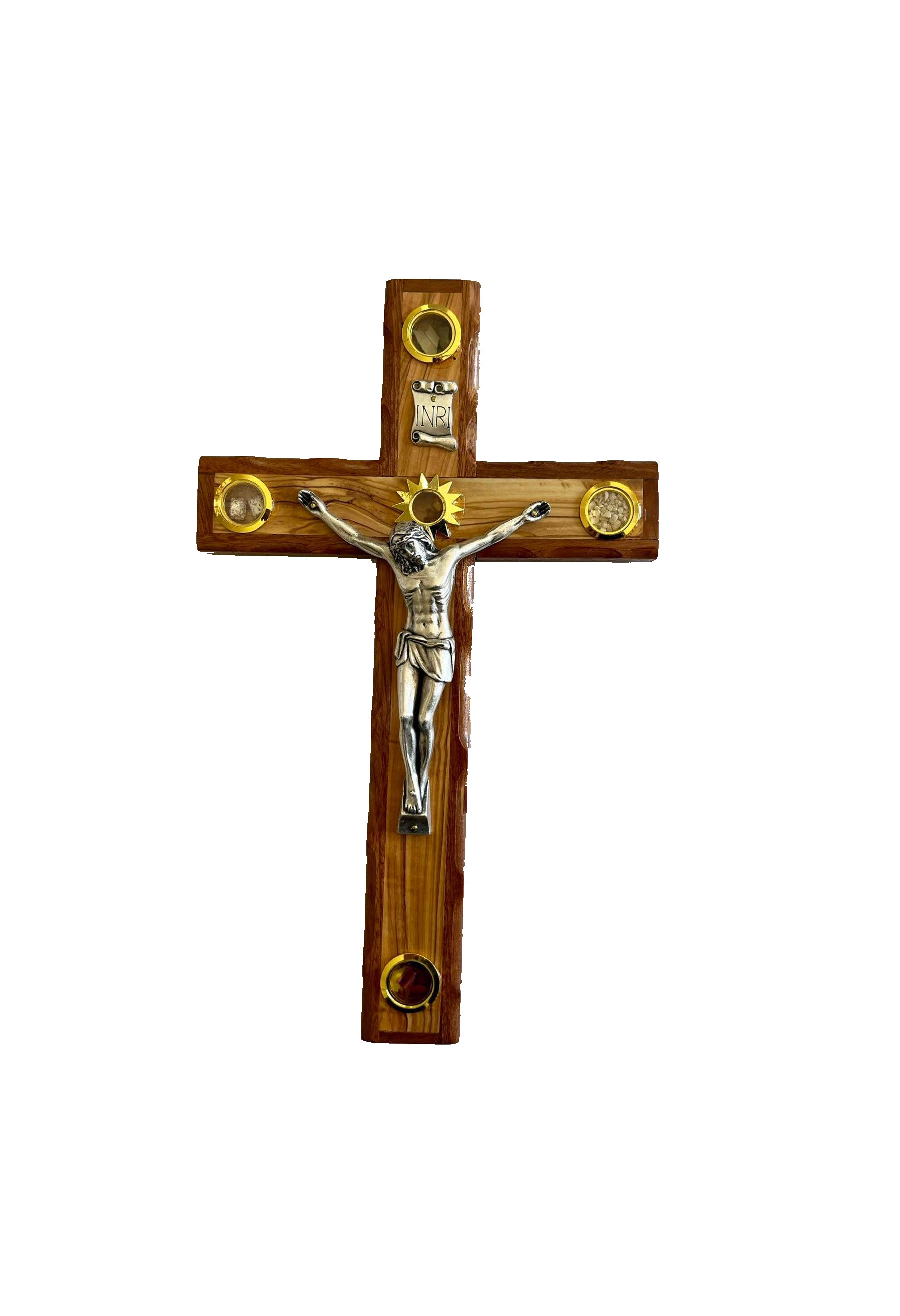 Holy Land Cradle - Wholesale Wall Cross - Hand Carved Olive Wood Crucifix Embedded with Mahogany Wood0