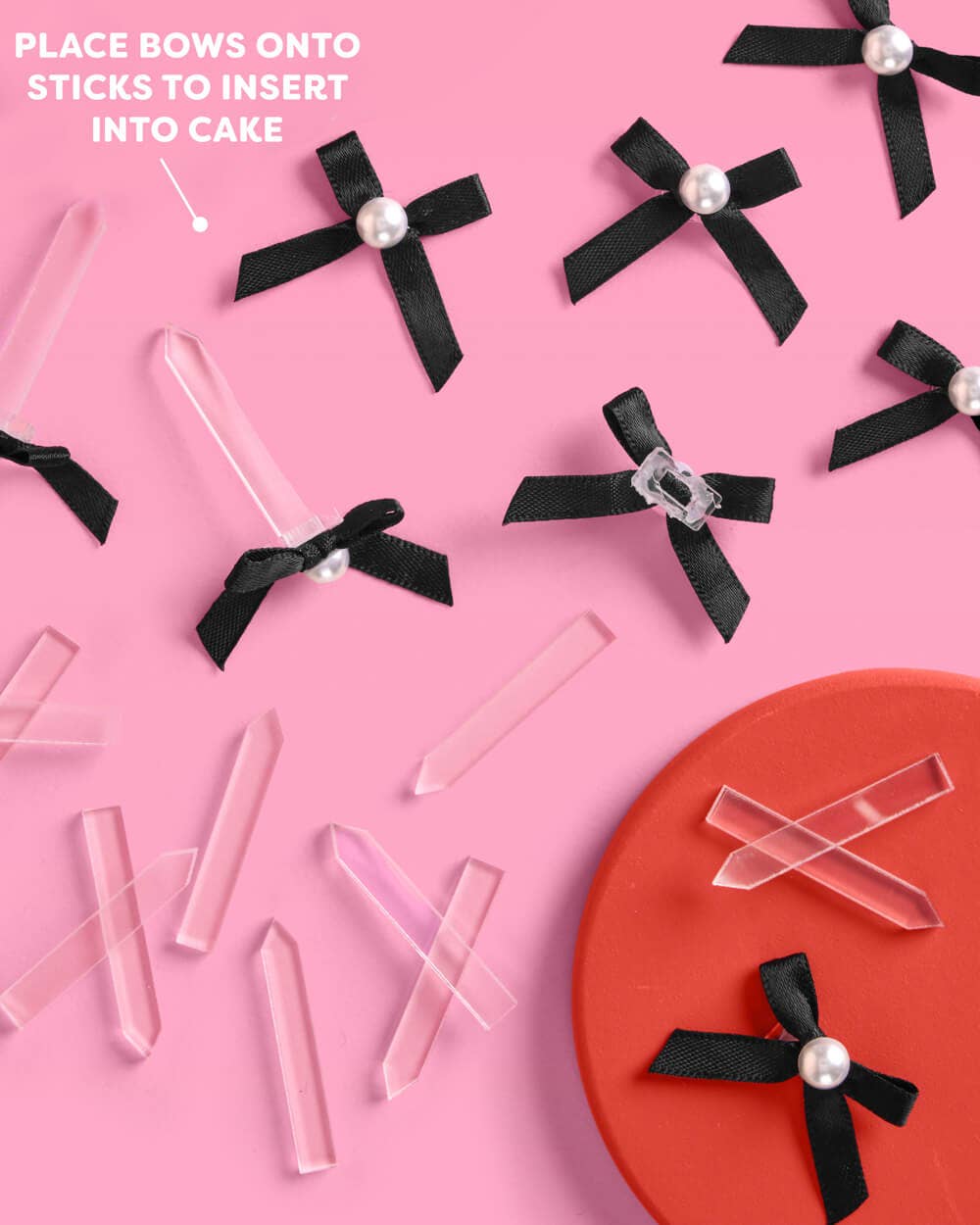 xo, Fetti - Wholesale Cake/Cupcake Topper - Bow Cake Toppers - 12 black + pearl cake toppers2