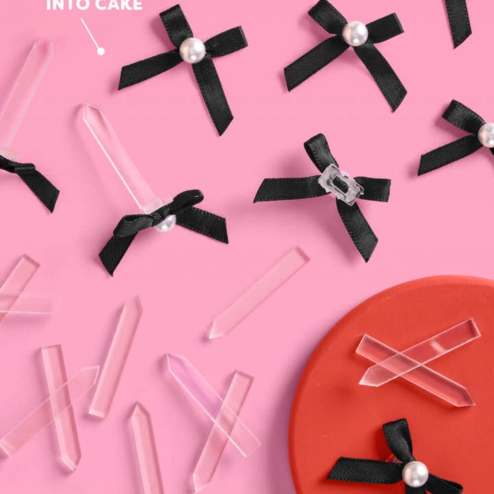 xo, Fetti - Wholesale Cake/Cupcake Topper - Bow Cake Toppers - 12 black + pearl cake toppers2