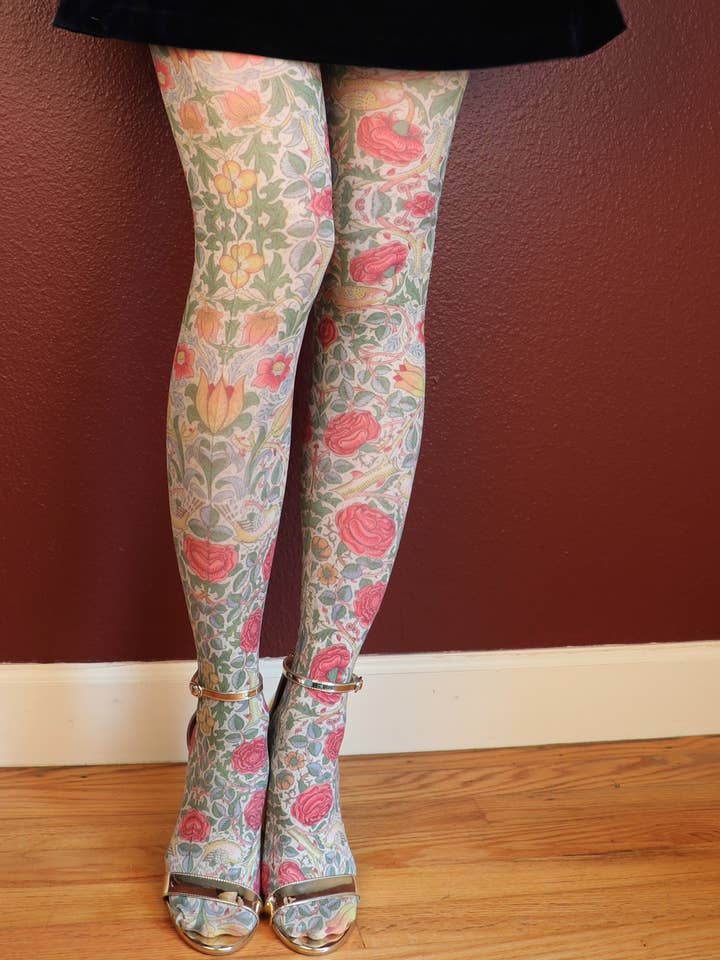 Collant artistique imprimé ROSE by WILLIAM MORRIS pour la vente par Tabbisocks