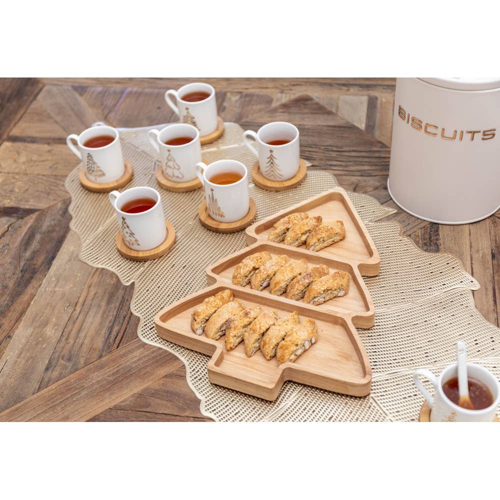 AULICA - Wholesale Coffee/Tea Cup - Fir tree coffee cups with wooden saucers - set of 62