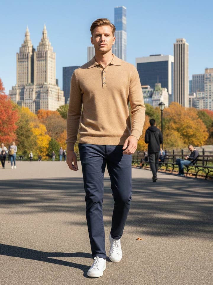 Cashmere Polo Neck Tröja Porter Camel för wholesale av Hommard