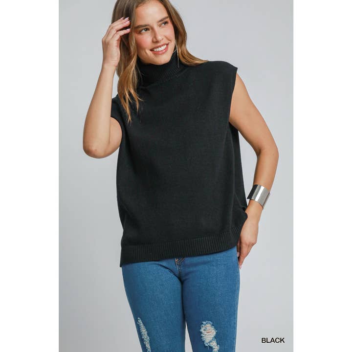 Turtleneck Hi-Lo Hem Drop Shoulder Knit Top for wholesale by BNS