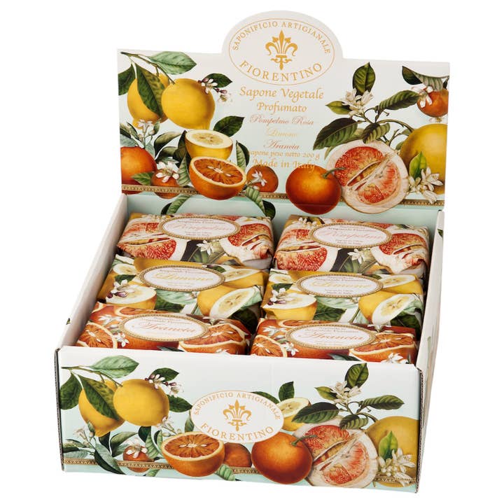 Lemon, Orange & Grapefruit 12-piece Soap Display for wholesale by Gentil Scents