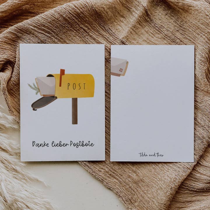 Tilda&Theo - Wholesale Postcard - Postcard Thank you - postman2
