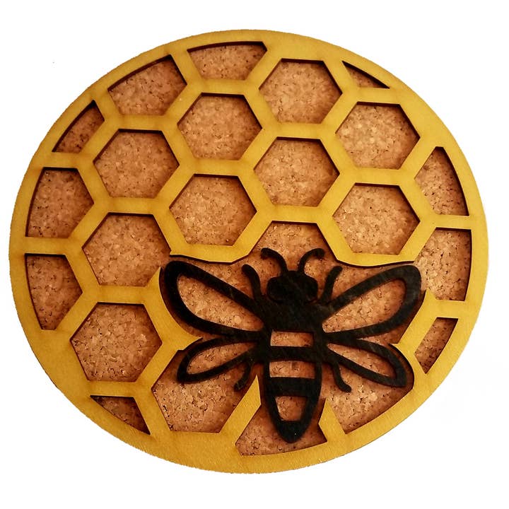 Dessous de plat en bois et liège - Peigne Miel Doré pour la vente par Made and Assembled