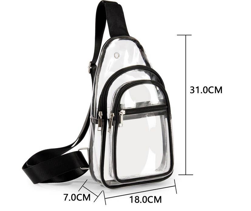 Black Strap Clear Sling Bag MOQ 3pcs ZZKF430 for wholesale on Faire4